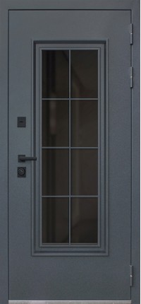 Входная дверь "Titanium" с окном и английской решеткой