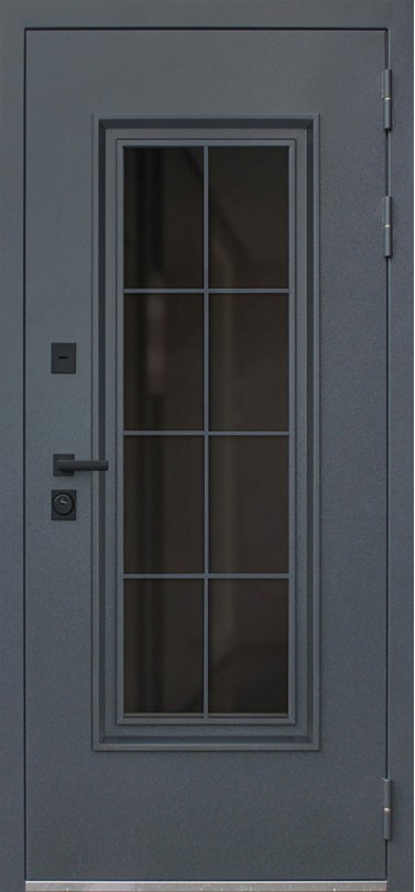 Купить Thermo - Уличные Входная дверь "Titanium" с окном и английской решеткой в Москве 