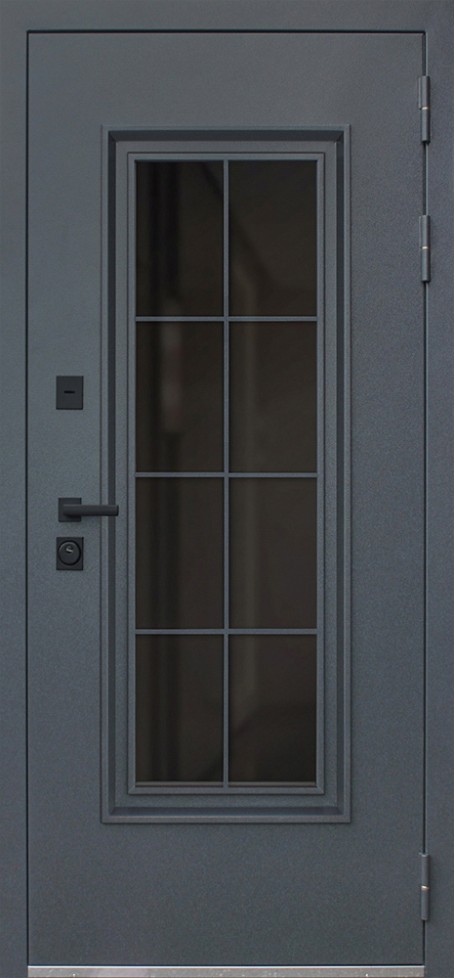 Входная дверь "Titanium" с окном и английской решеткой (терморазрыв)