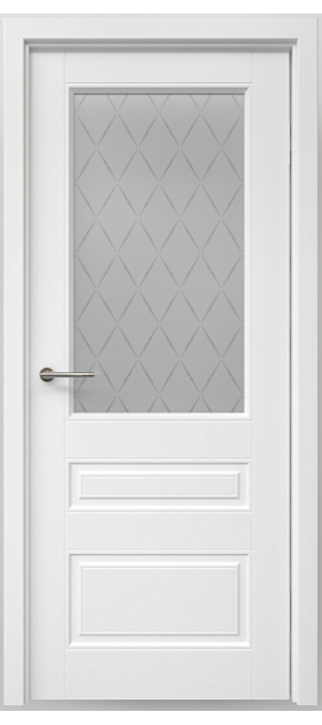 Межкомнатные двери Классика-3 белый, стекло мателюкс "Лорд матовое"