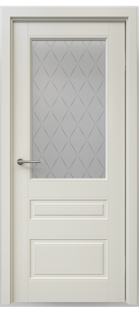 Межкомнатные двери Классика-3 латте, стекло мателюкс "Лорд матовое"