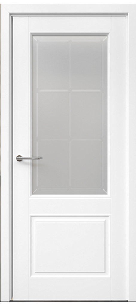Межкомнатные двери Классика-2 белый, стекло мателюкс "Прованс"  