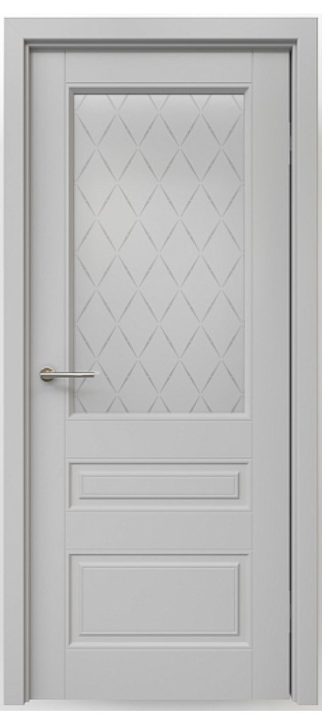 Межкомнатные двери Классика-3 серый, стекло мателюкс "Лорд матовое"