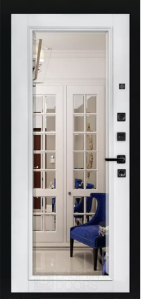 Входная дверь PIANO с Зеркалом Фацет - Белый софт