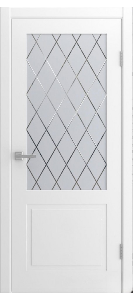 Межкомнатная дверь Verona, белая стекло "Ромб"