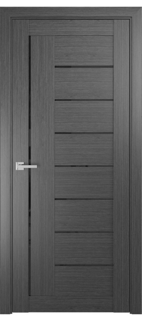 Межкомнатная дверь ЛУ-17 лакобель черный (серый)