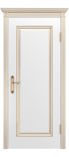 Межкомнатная дверь Ревью ДГ белая с патиной золото