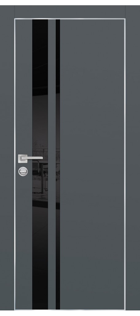 Межкомнатная дверь PX-16 AL кромка с 4-х ст. Графит со стеклом