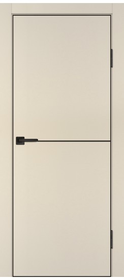 Межкомнатная дверь P-19 черный молдинг PET, кромка ABS черная c 4-х ст. Бежевый матовый