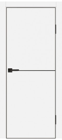 Межкомнатная дверь  P-19 черный молдинг PET, кромка ABS черная c 4-х ст. Белый матовый