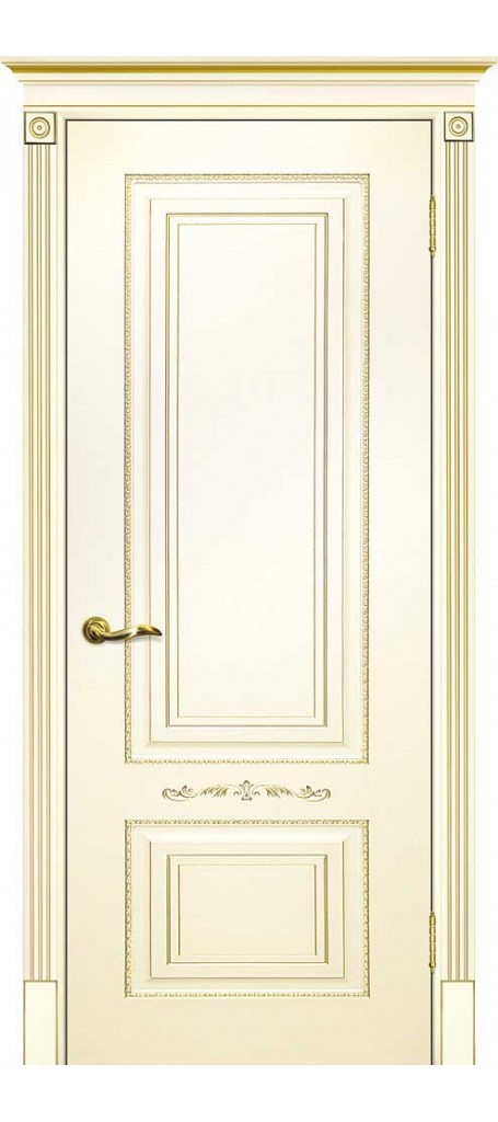 Межкомнатная дверь Смальта 04 Слоновая кость ral 1013 патина золото