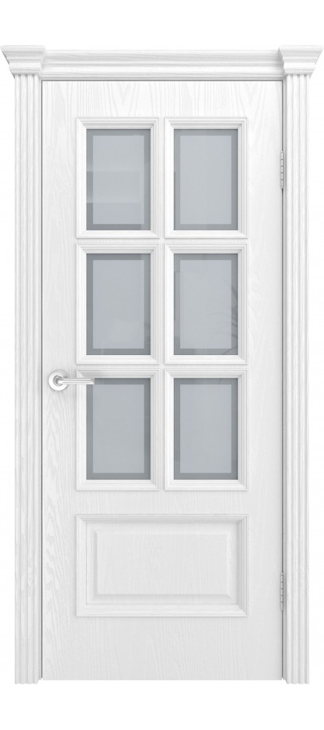 Межкомнатная дверь Фрейм 10 Ясень белоснежный со стеклом