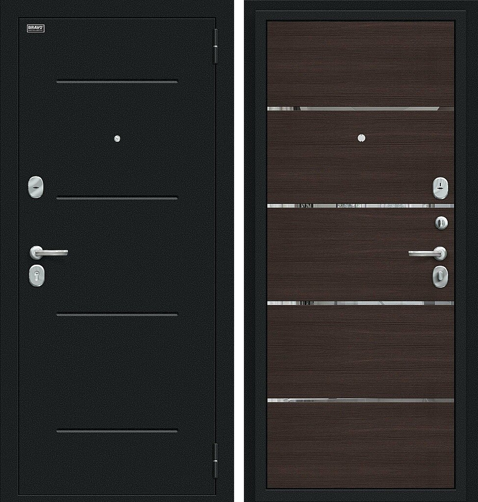 Входная дверь Лайн, цвет: Букле черное/Wenge Veralinga