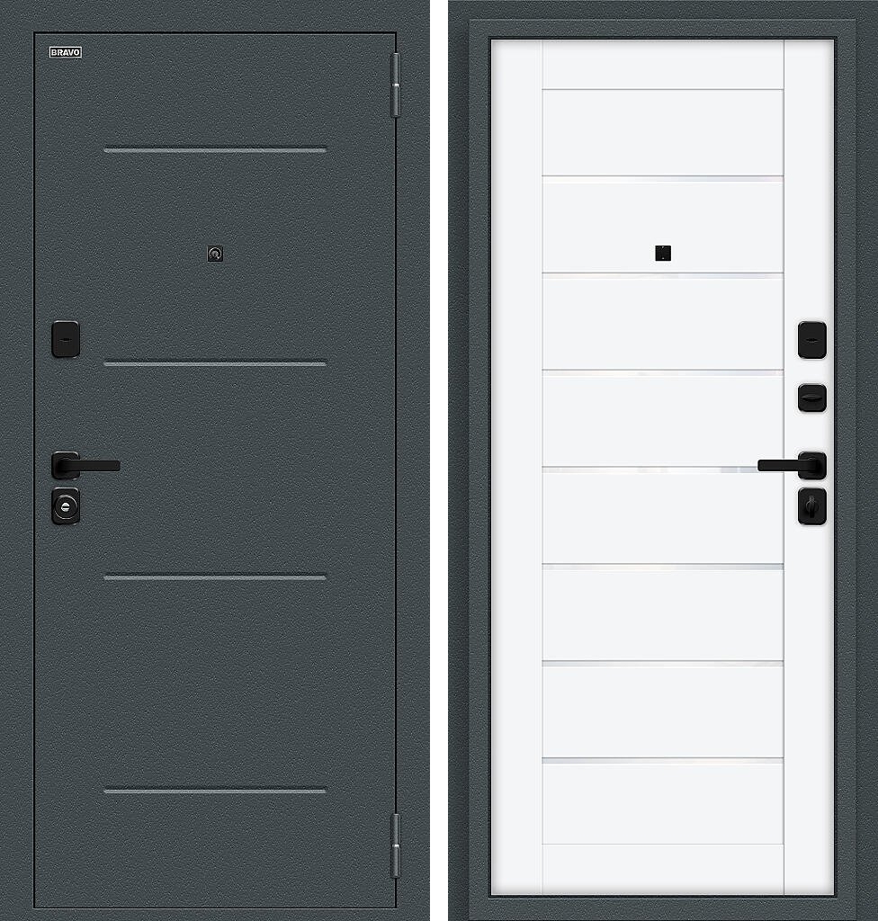 Входная дверь Техно/SBlack, цвет: Старк антрацит/White Silk