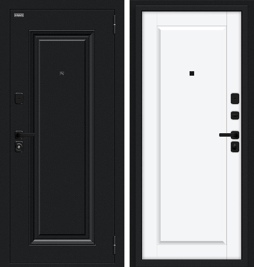 Входная дверь Сьют МФ/SBlack, цвет: Букле черное/White Silk