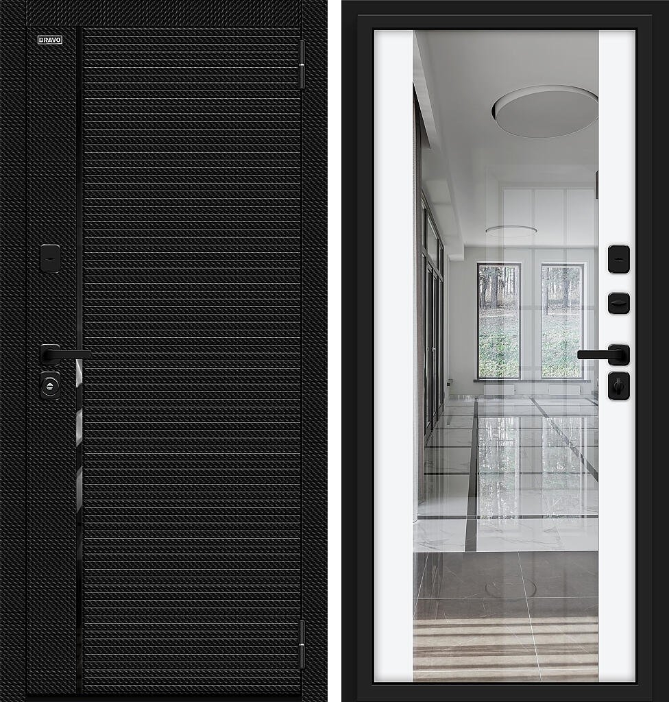 Входная дверь Лайнер/SBlack, цвет: Black Carbon/White Silk