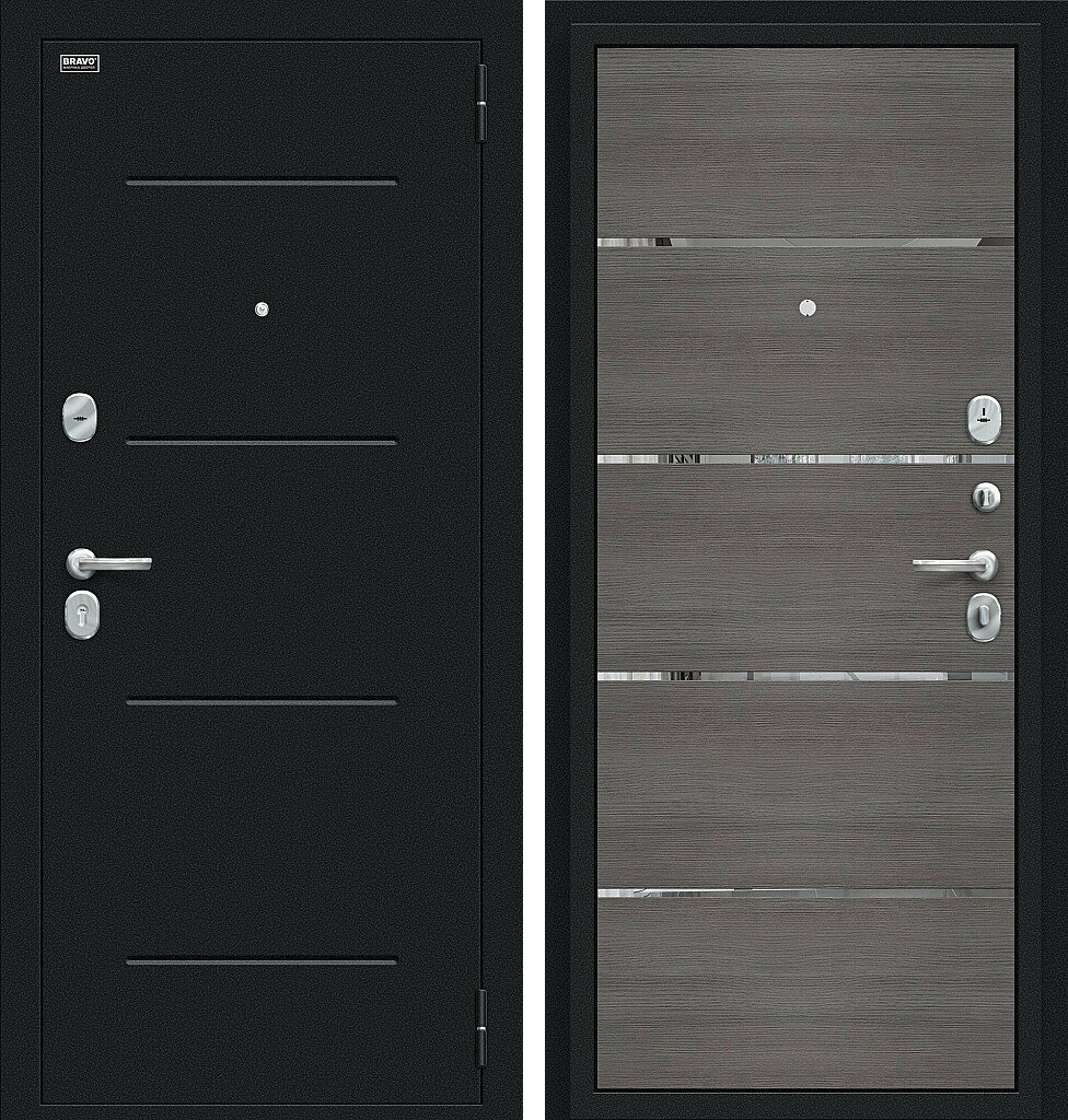 Входная дверь Лайн, цвет: Букле черное/Grey Melinga