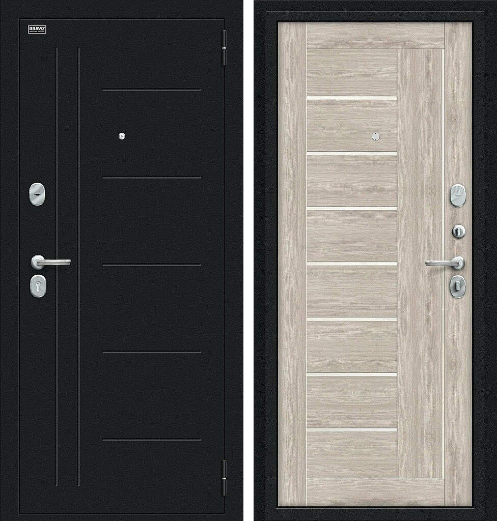 Входная дверь Проф, цвет: Букле черное/Cappuccino Veralinga