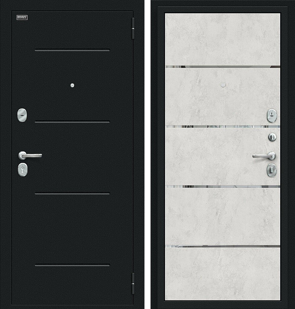 Входная дверь Лайн, цвет: Букле черное/Look Art