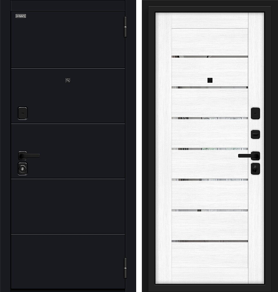 Входная дверь Прайд, цвет: Total Black/Snow Melinga