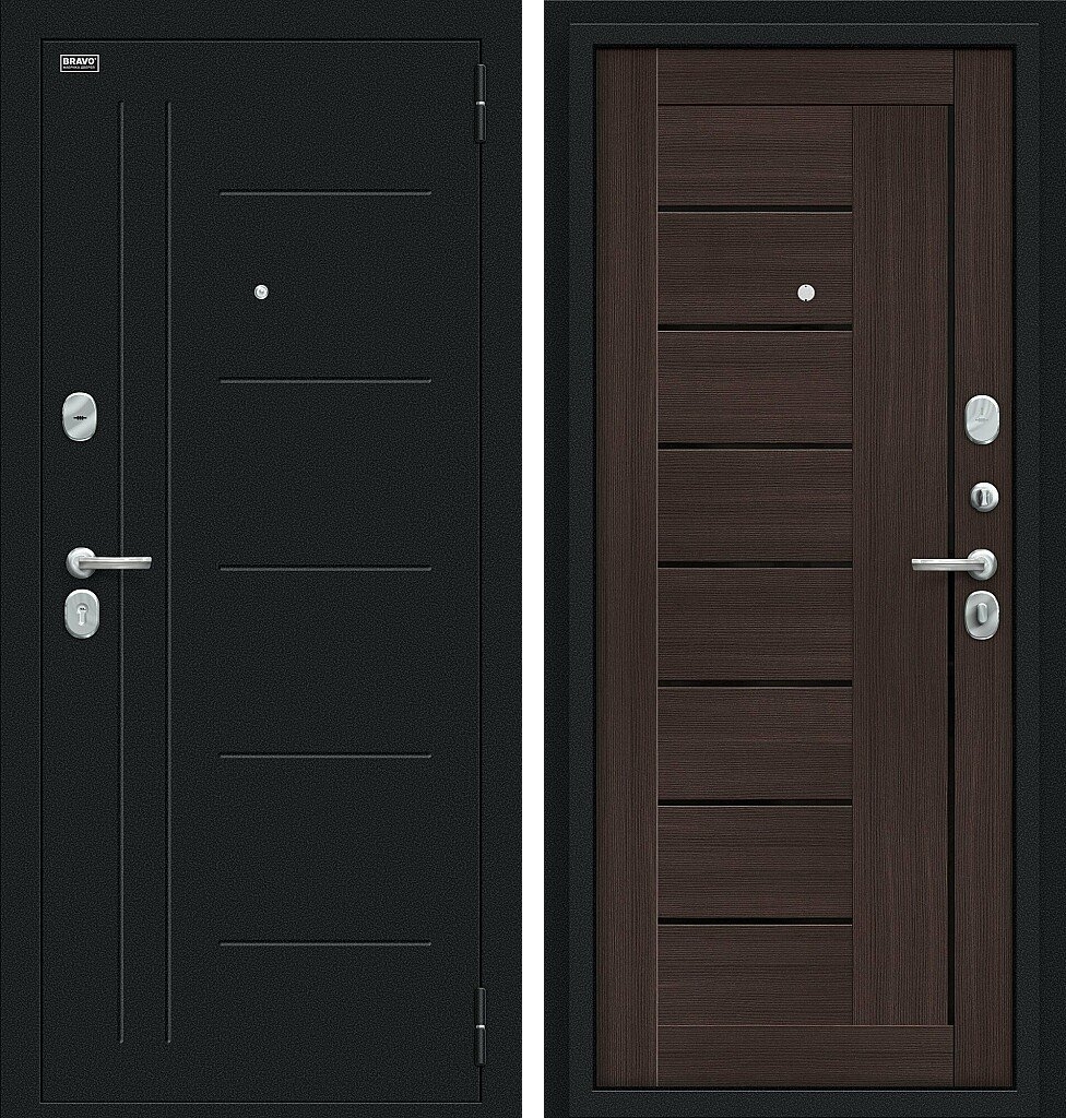 Входная дверь Проф, цвет: Букле черное/Wenge Veralinga