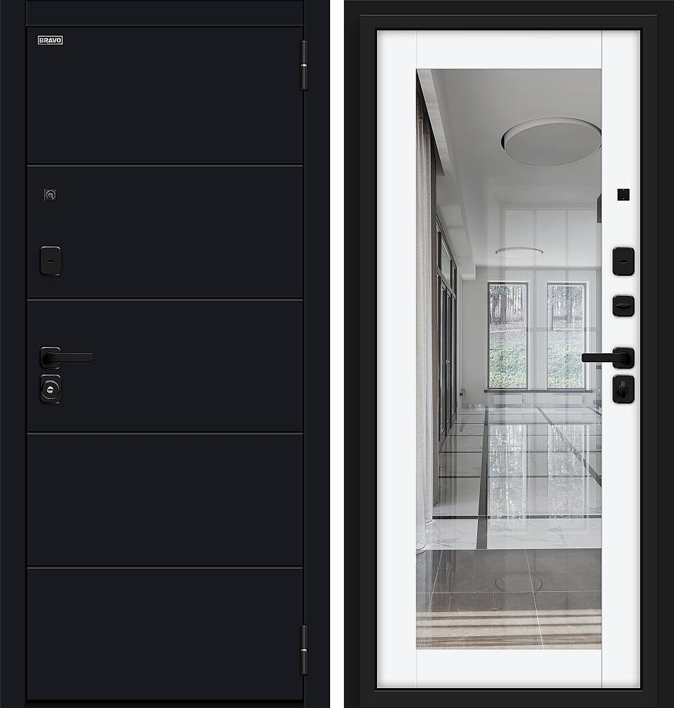 Входная дверь Флэт/SBlack, цвет: Black Shell/White Silk