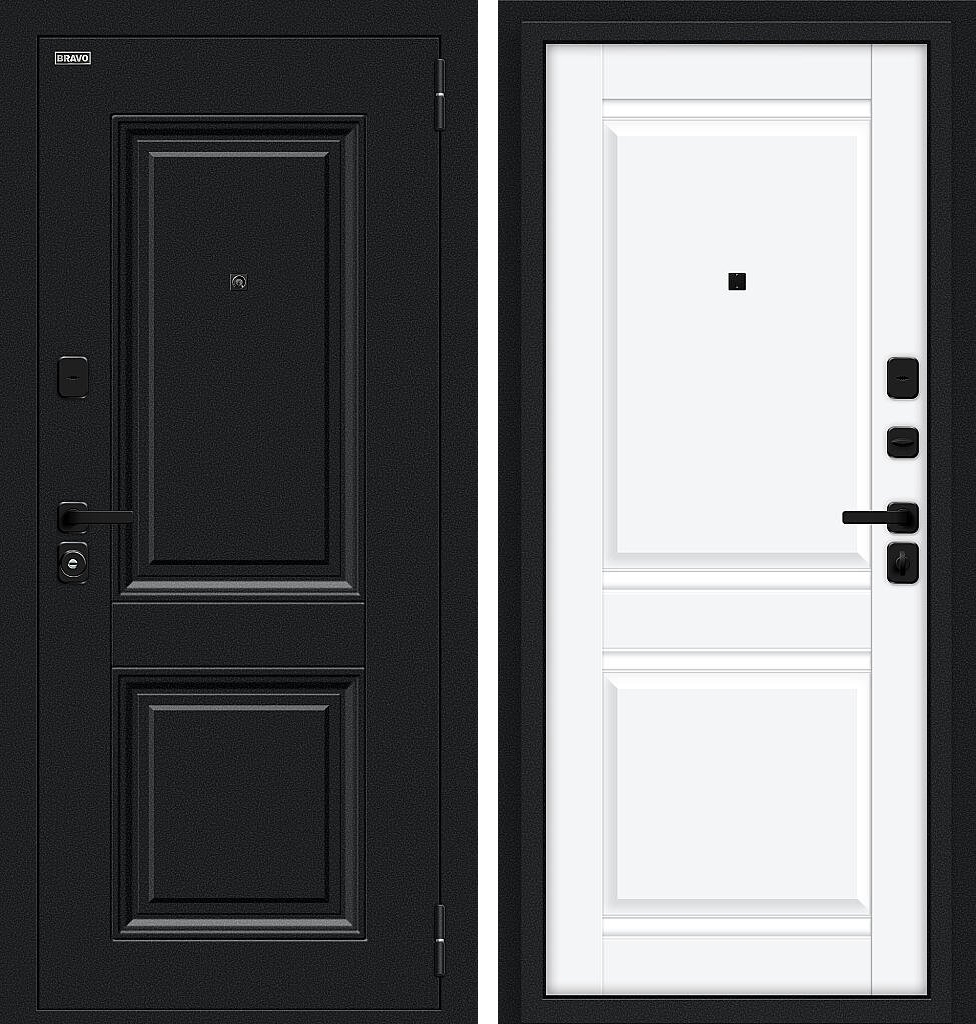 Входная дверь Некст МФ/SBlack, цвет: Букле черное/White Silk