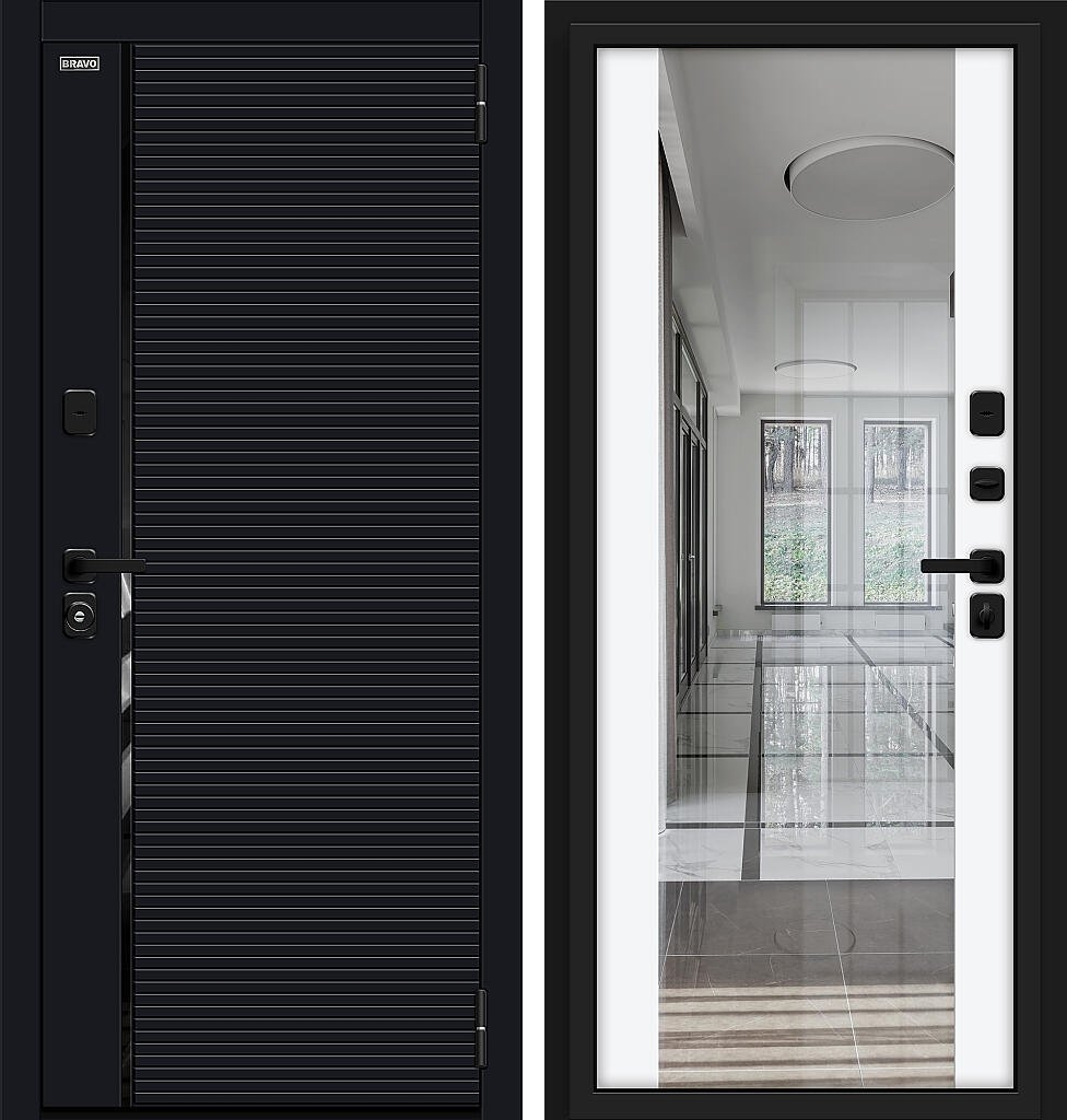 Входная дверь Лайнер/SBlack, цвет: Black Shell/White Silk