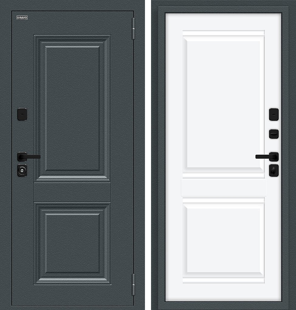 Входная дверь Некст МФ/SBlack, цвет: Старк антрацит/White Silk