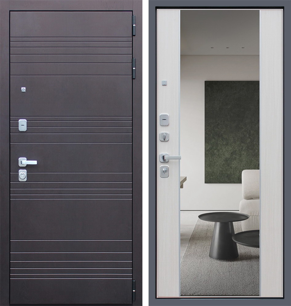 Входная дверь "Дуэт" с зеркалом; Цвет «белая лиственница»