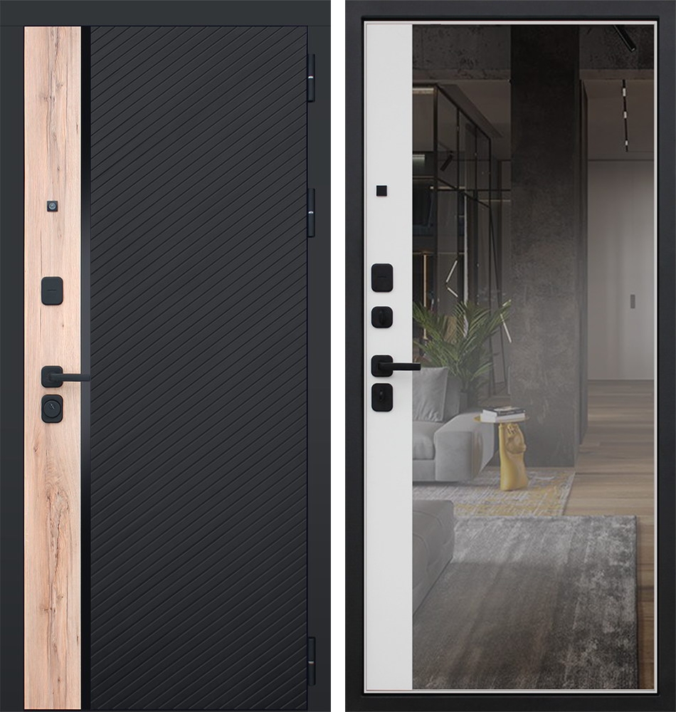 Входная дверь "Фрегат" с зеркалом Цвет “белый матовый”.