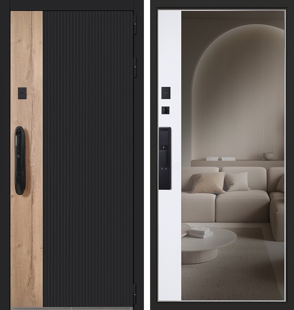 Входная дверь «Конструктор» с зеркалом (биометрический замок)