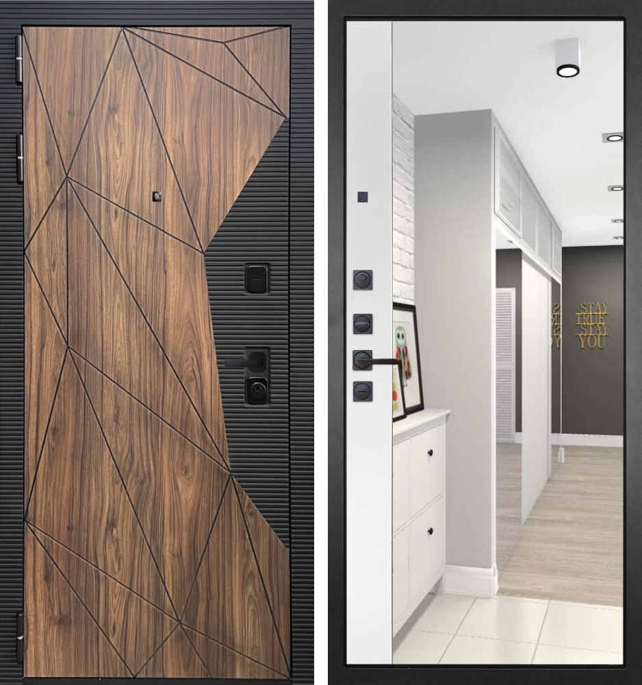 Входная дверь Континент - 075 Зеркало макси бок белая 16мм