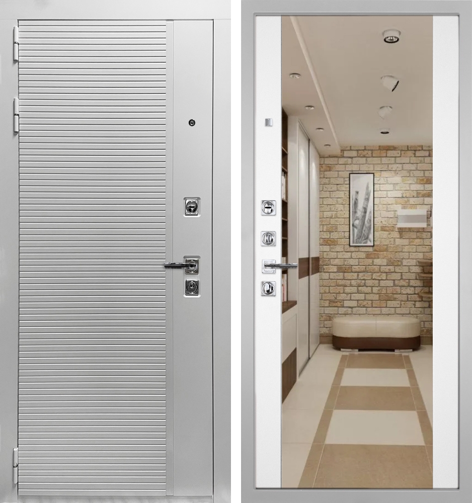 Входная дверь Пиано Белая - 024 Зеркало макси белое 16мм