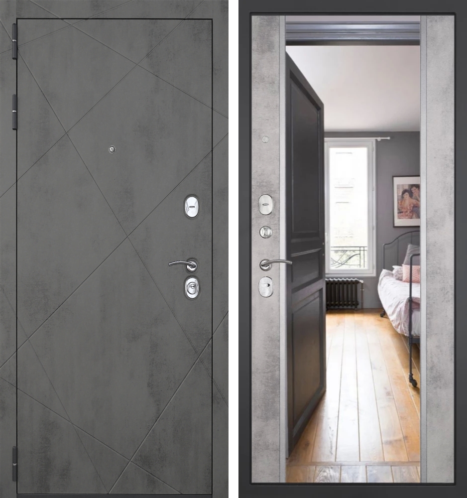 Дверь Гранит Дуэт, панель 051 Бетон светлый 16 мм