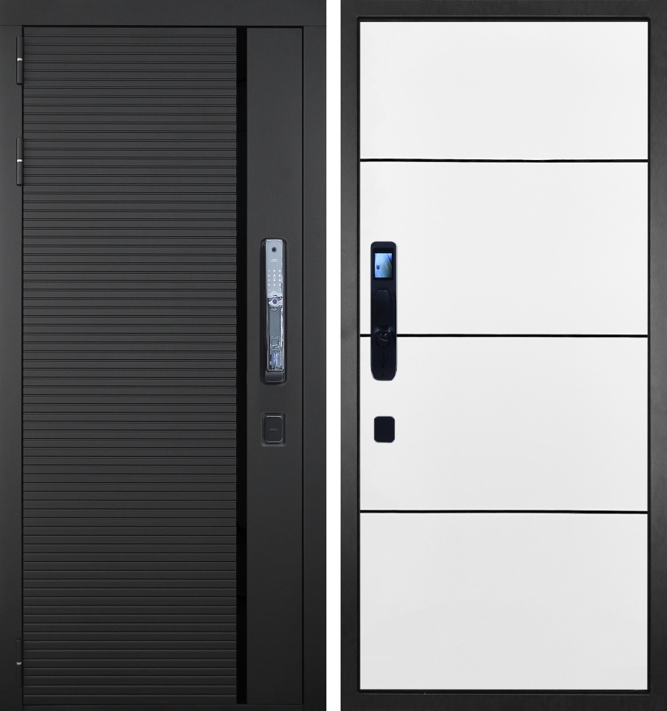 Гранит Пиано Смарт - 079 Белый софт, черный молдинг 12 мм