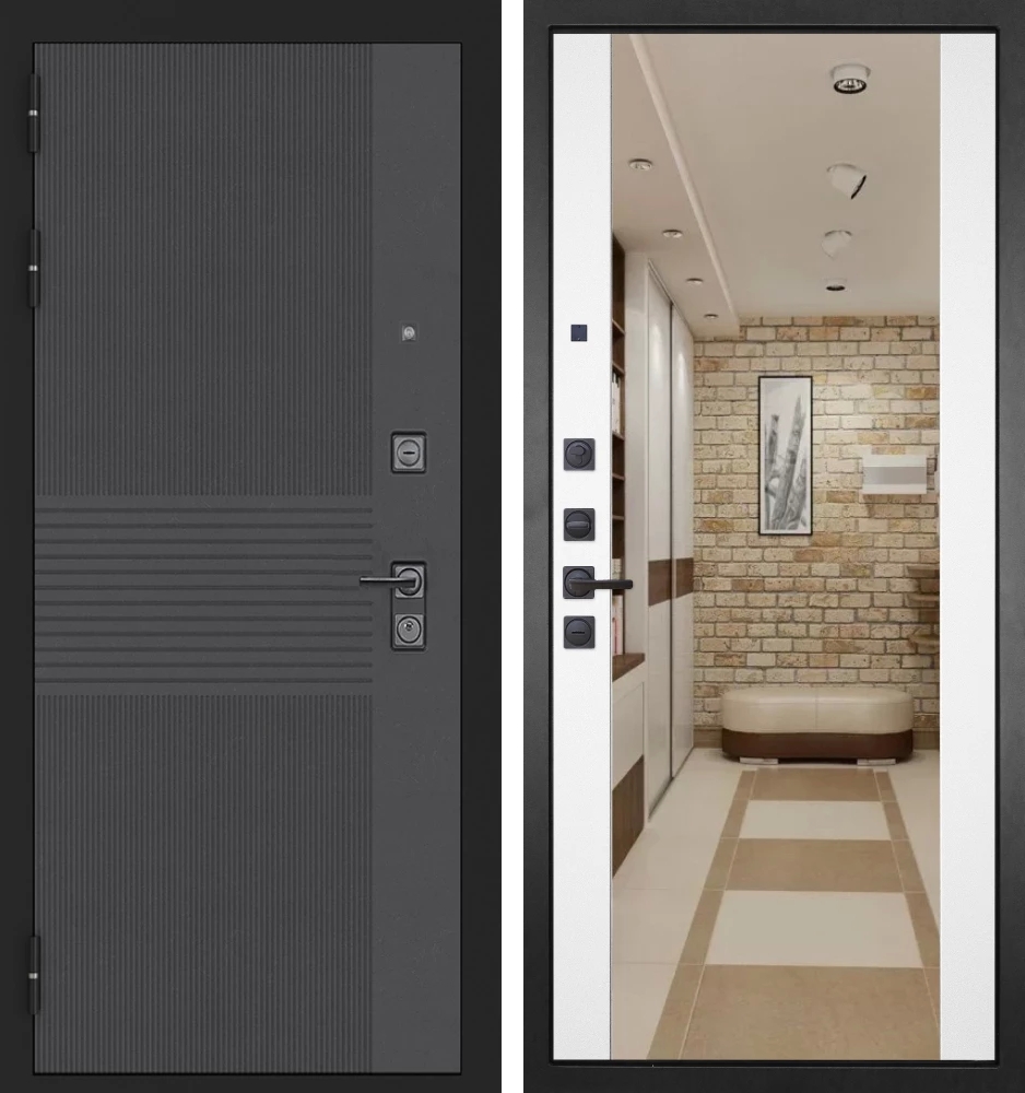 Гранит Гранж, панель 024 Зеркало Макси белый матовый 16 мм