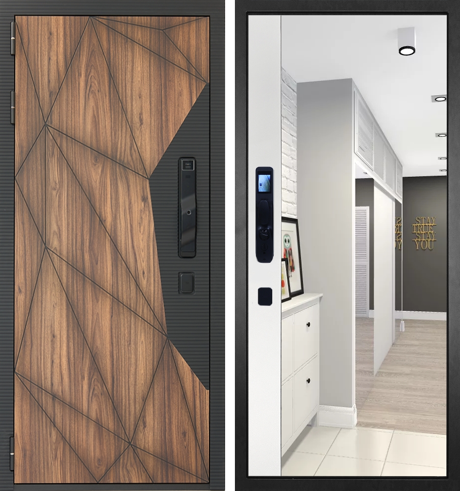 Входная дверь Гранит Континент Смарт - 075 Зеркало макси бок белая 16мм