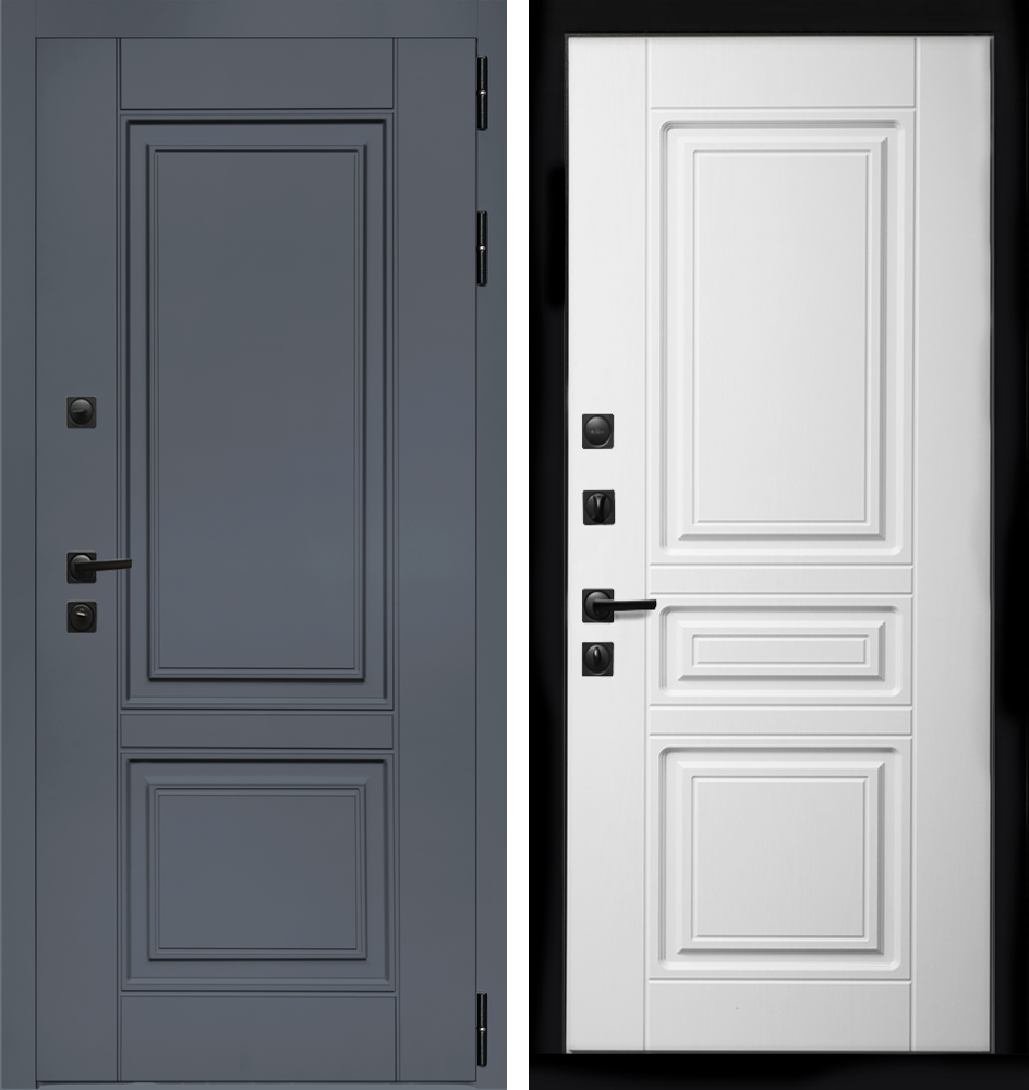 Входная дверь Афина графит ФЛ-243 белый матовый