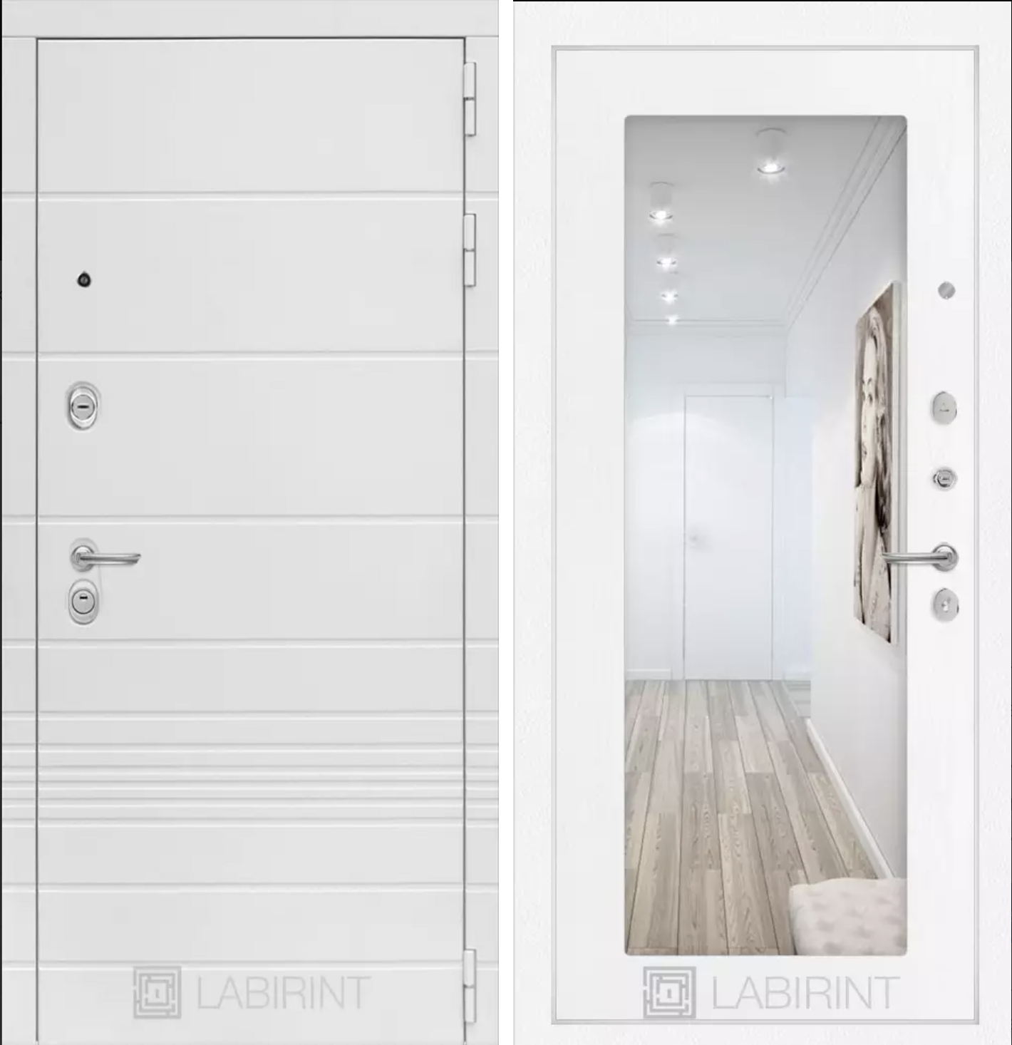 Входная дверь Трендо с Зеркалом 18 - Белое дерево