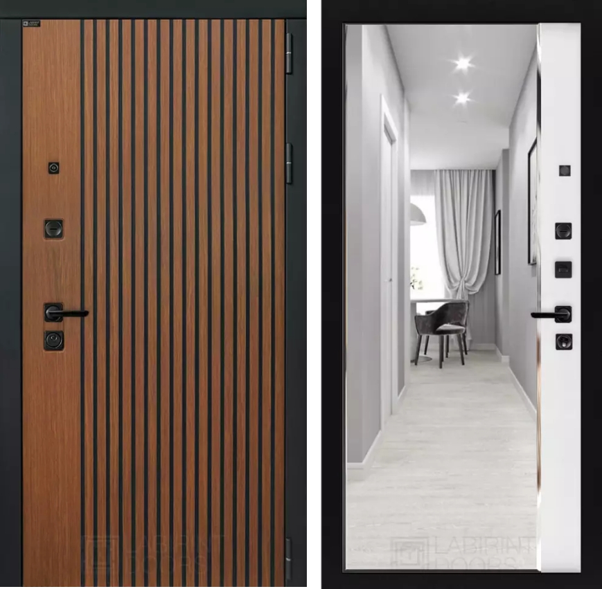 Входная дверь  STORM с зеркалом Панорама - Белый софт