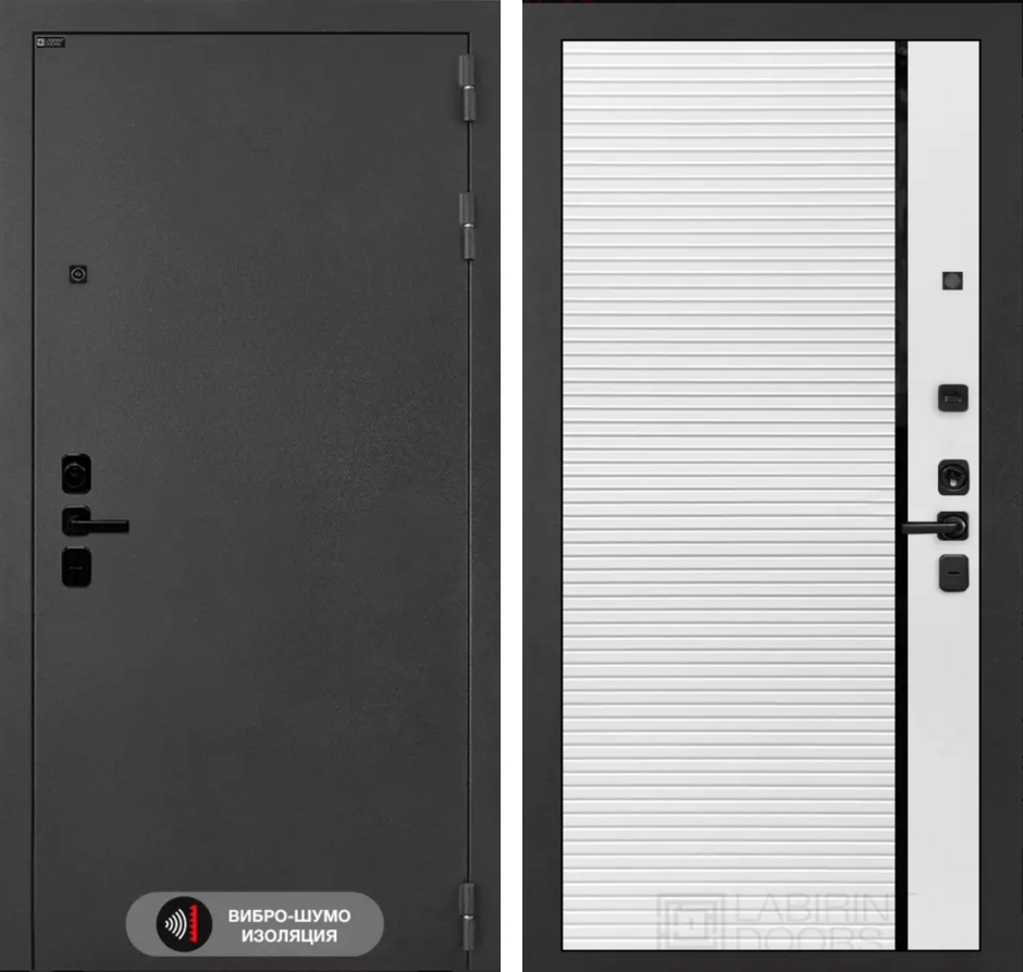 Входная дверь ACUSTIC 22 - Белый софт, черная вставка