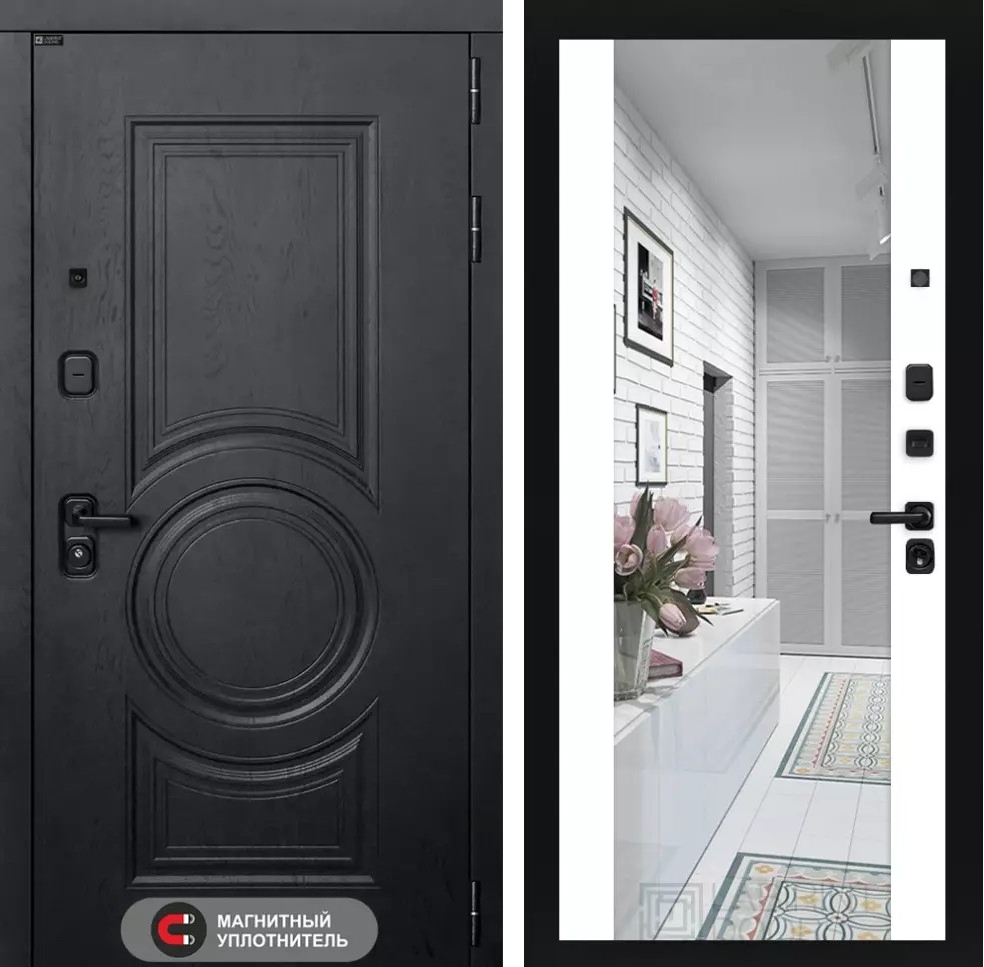 Входная дверь GRAND с Зеркалом Максимум - Белый софт