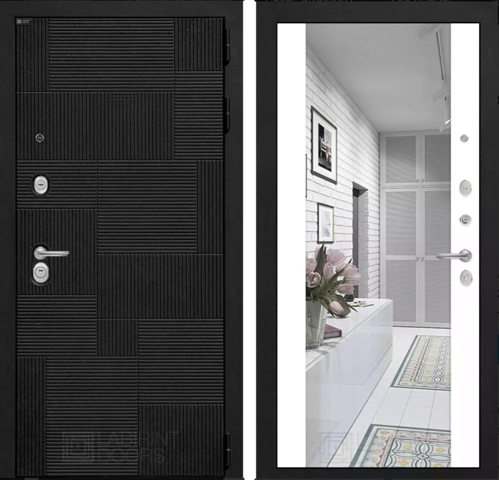 Входная дверь PAZL с зеркалом Максимум - Белый софт