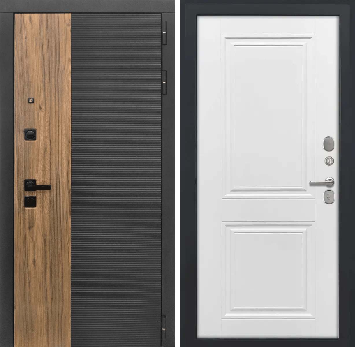 Входная дверь Модель L-46 - ФЛ-677 (10мм, белый матовый)