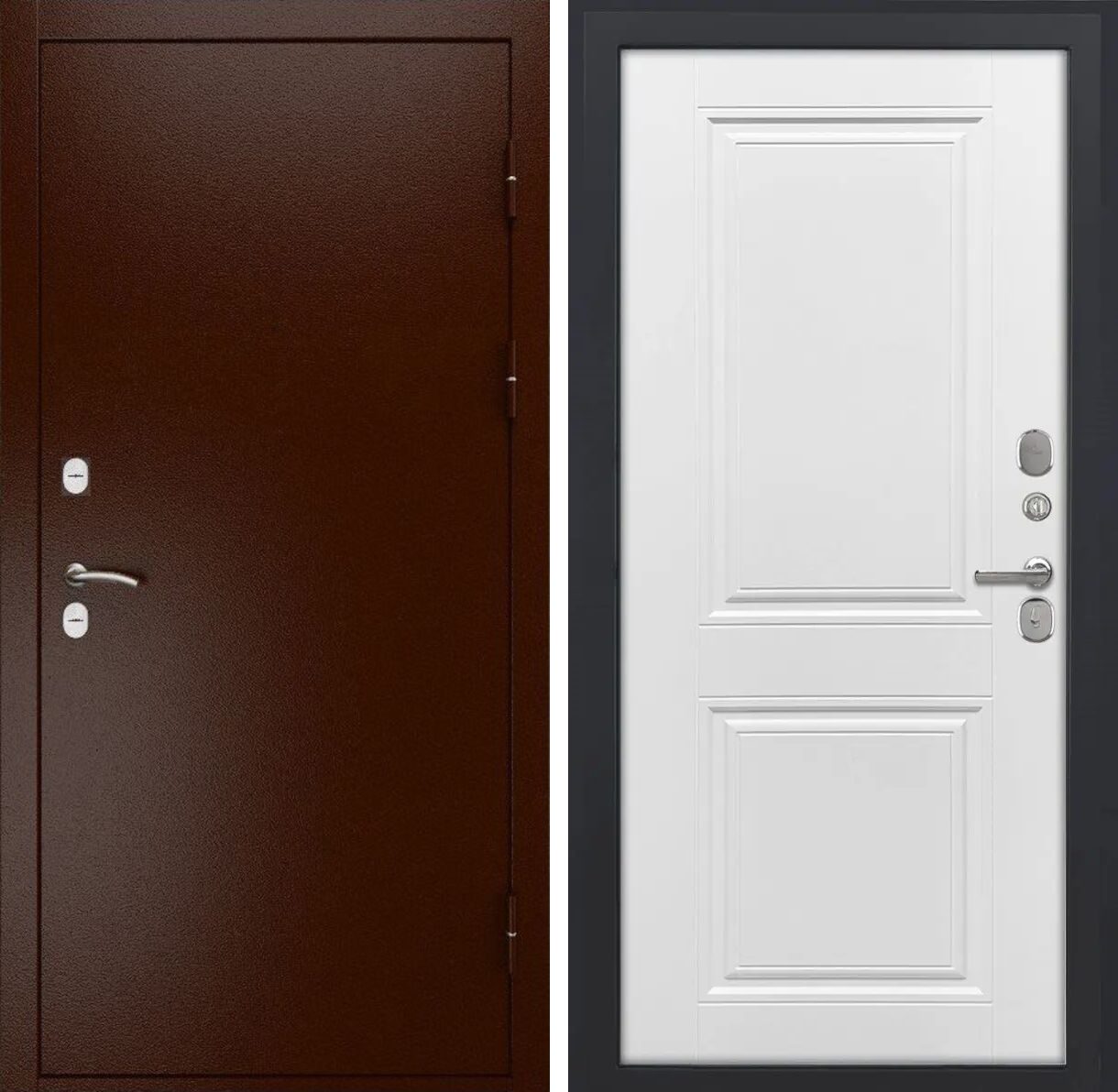 Входная дверь L Термо - ФЛ-677 (10мм, белый матовый)