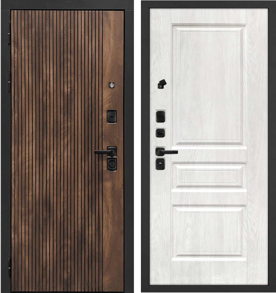 Входная дверь Лофт-1/Версаль-2 ; Цвет - Дуб коньяк с патиной / Дуб жемчужный