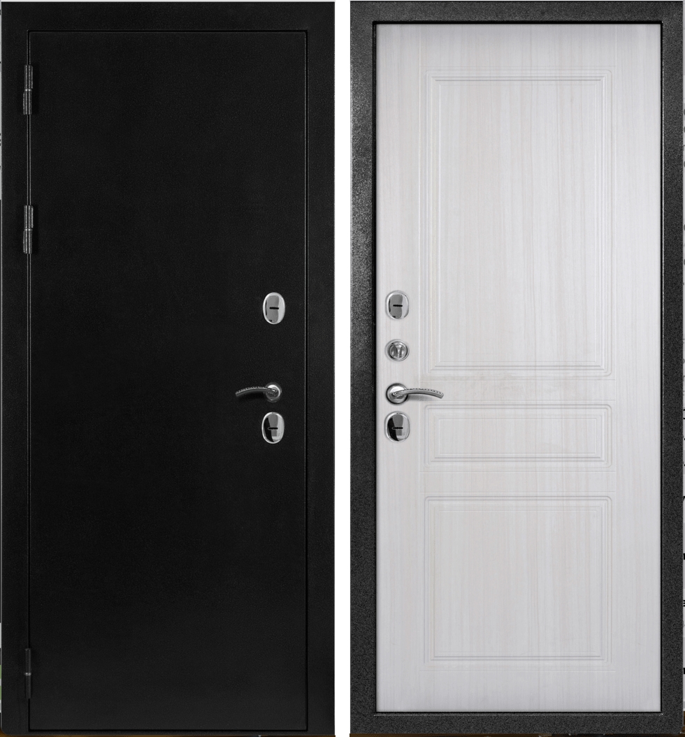 Входная дверь Термо-1/ ФЛ-49, цвет: Черное серебро / Сандал белый