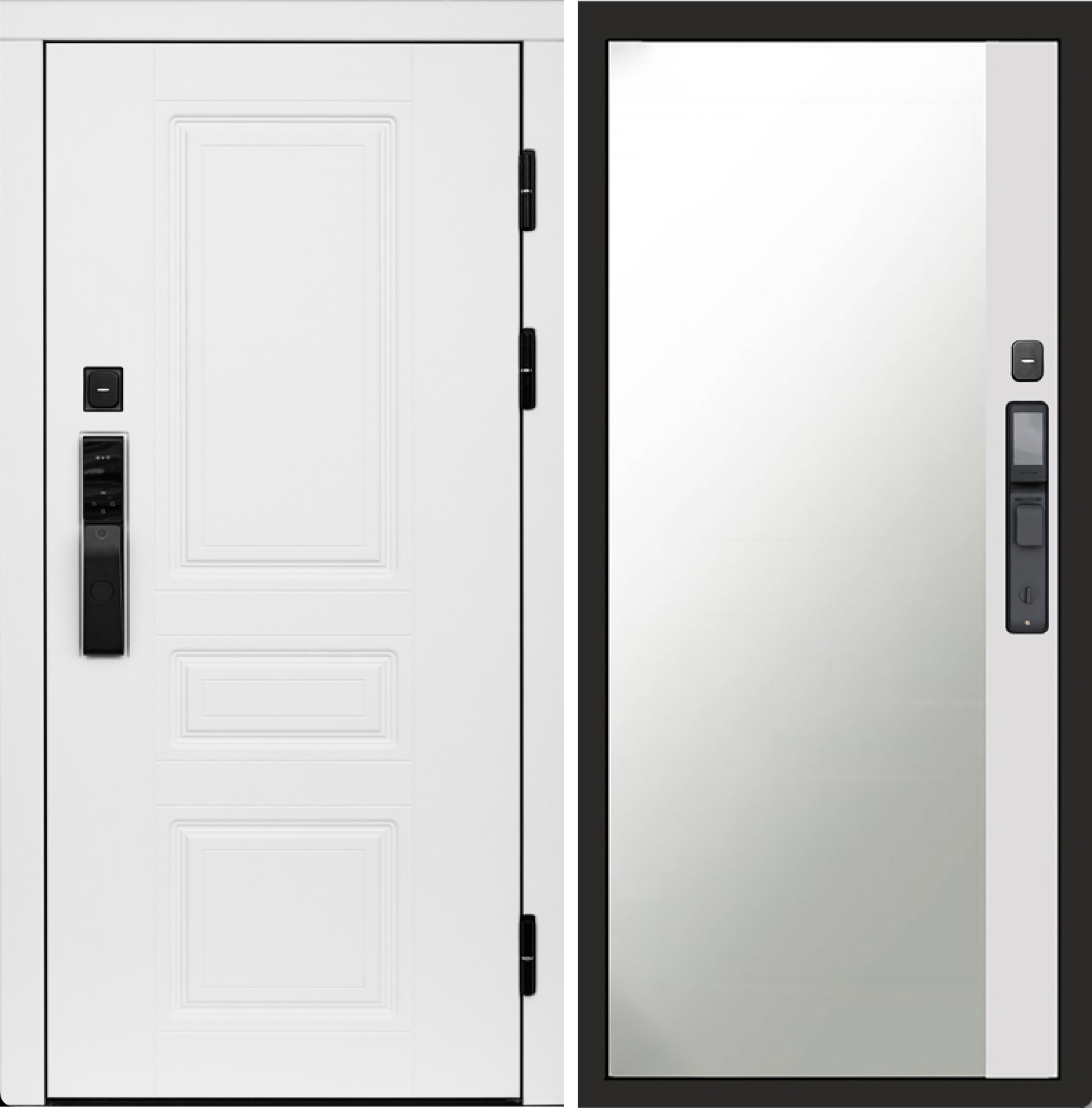 Входная дверь Орегон white смарт Зеркало белый софт