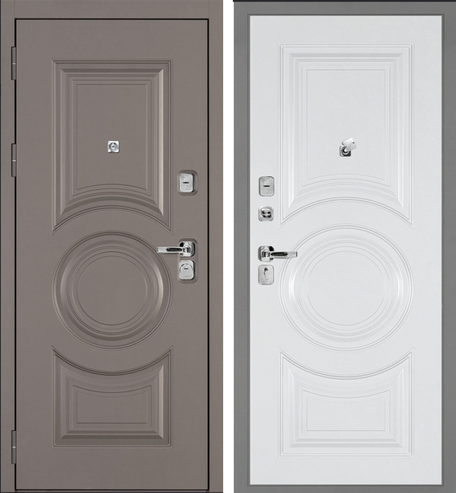 Входная дверь Плаза-177/PR-177 Коричнево-серый / Белый
